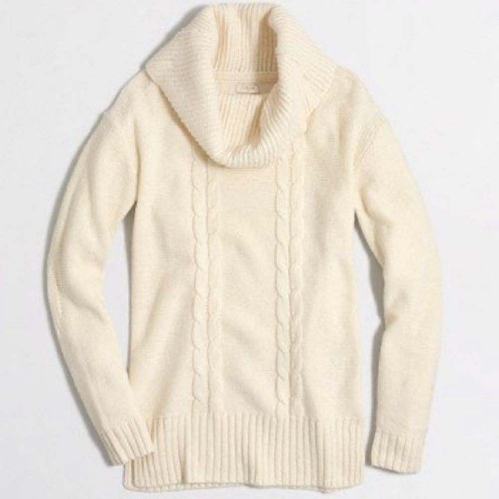 J. Crew Factory Cable-knit Cowl Neck Tunic Sweater